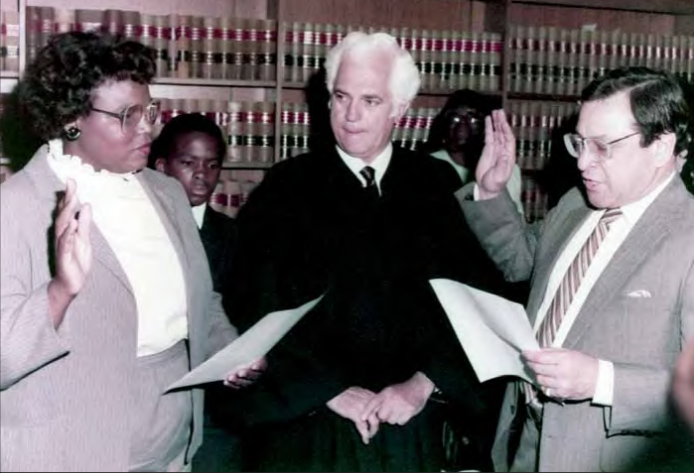 Justice Johnson sworn in as LSC Justice by Dutch Morial - 1994
